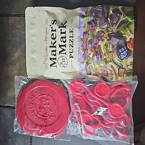 🍹 Maker's Mark Whisky Swizzle Sticks Set (12), coasters (4) & Puzzle